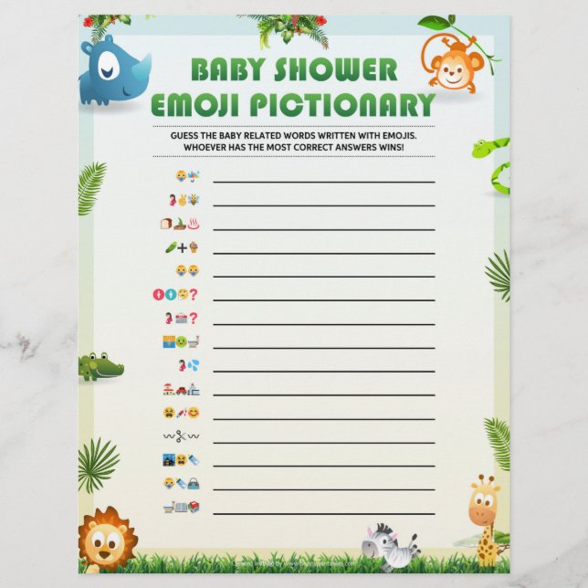 Membrete Piccionario de Emoji del bebé [Tema animal] (Anverso)
