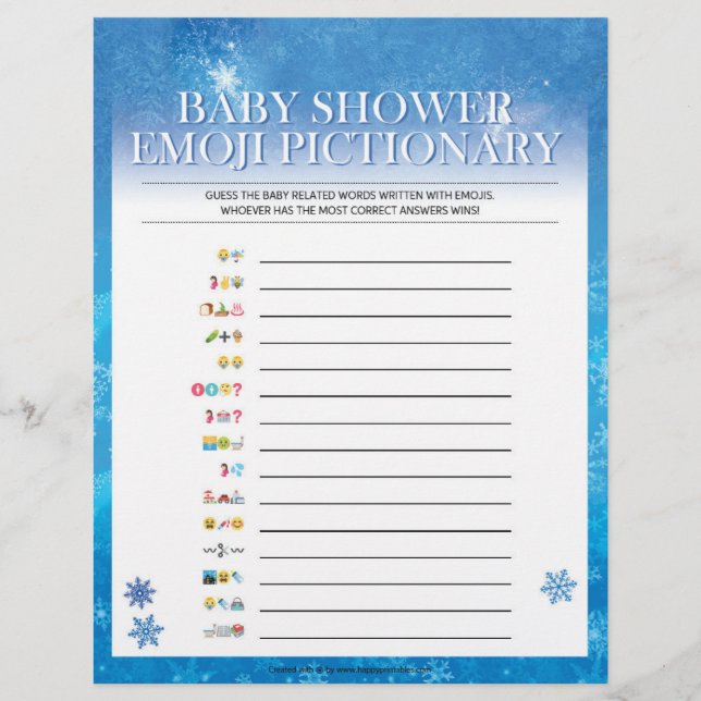 Membrete Piccionario de Emoji para bebés [Azul nevado] (Anverso)