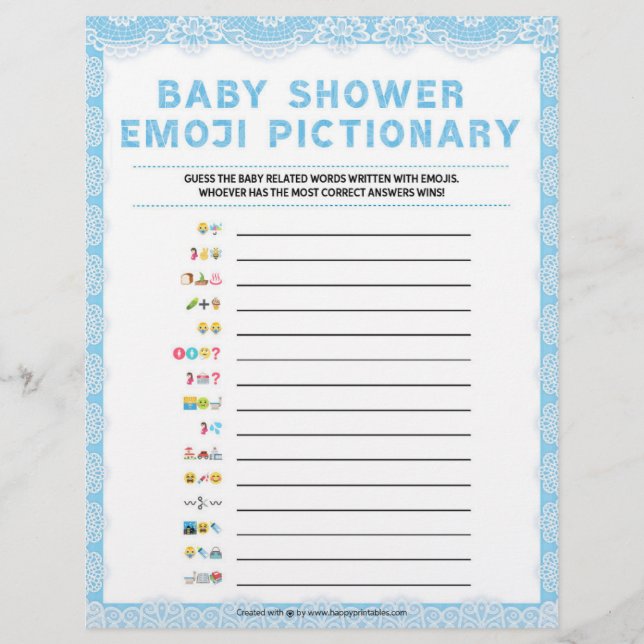 Membrete Piccionario de Emoji para bebés [Lujo de lujo [azu (Anverso)