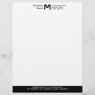 Membrete Pie de color monograma - negro