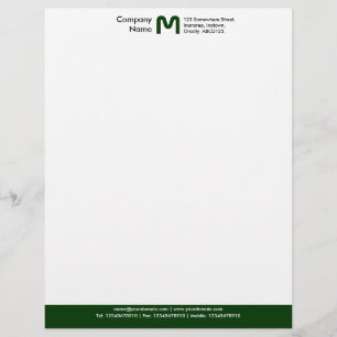 Membrete Pie de color monograma - Verde oscuro