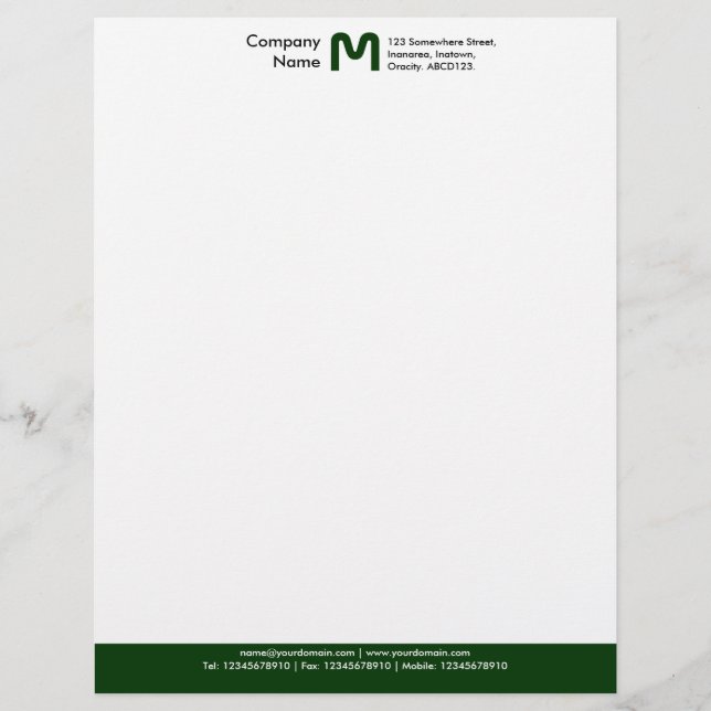 Membrete Pie de color monograma - Verde oscuro (Anverso)