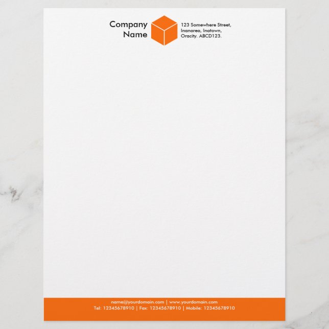 Membrete Pie de página del color (cubo) - naranja (Anverso)