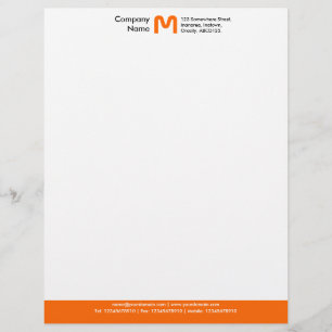 Membrete Pie de página del color del monograma - naranja