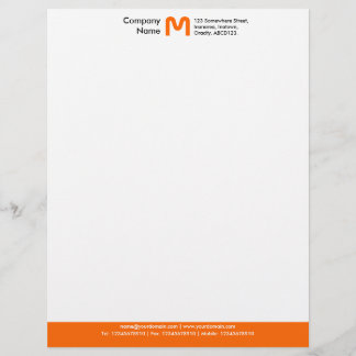 Membrete Pie de página del color del monograma - naranja