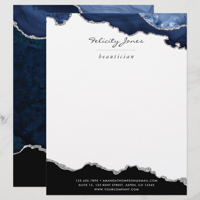 Membrete Piedra preciosa de la marina y la plata (Anverso / Reverso)