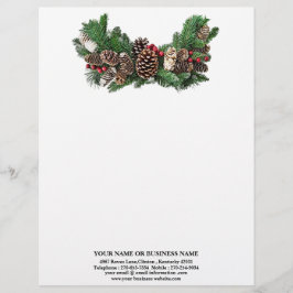 Membrete Pine Cones y Holly Berries Navidades de negocios