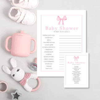 Membrete Pink Baby Shower Word Scramble Game – Printable Le
