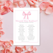 Pink Baby Shower Would She Rather Game – Printable