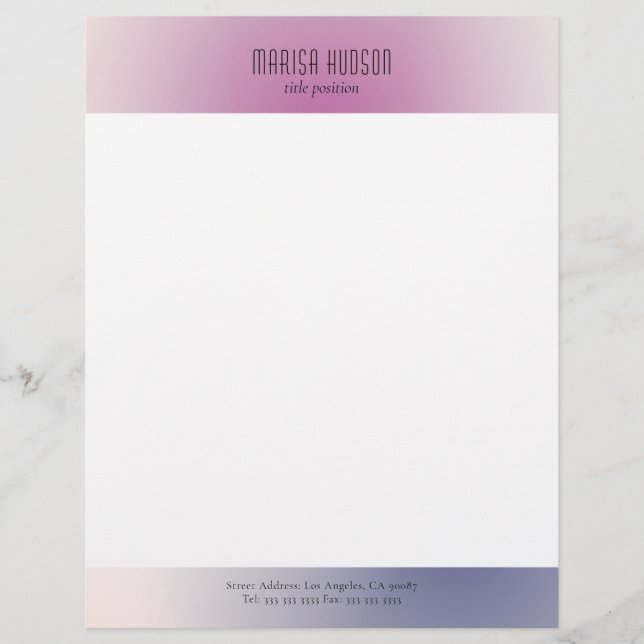 Membrete Pink Purple White Minimalist Aesthetic Gradient (Anverso)