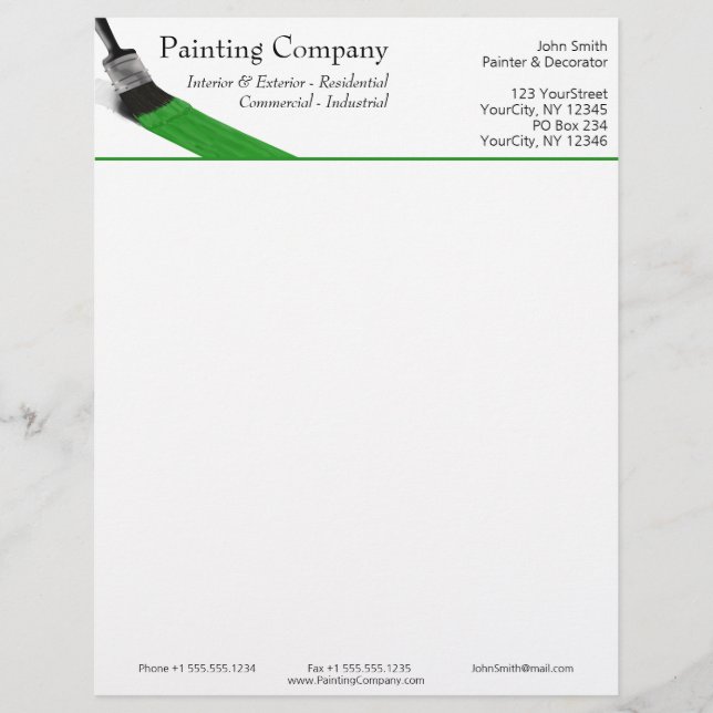Membrete Pintura de la empresa de servicios de pintores Bru (Anverso)