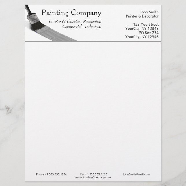 Membrete Pintura Painter Service Company Brush Gray (Anverso)