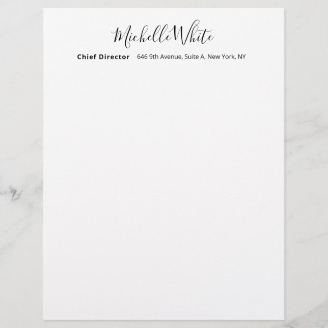 Membrete  Plain Elegant White Professional Modern (Anverso)