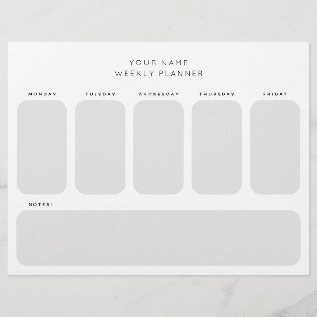 Membrete Planificador de la semana laboral Organización de  (Anverso)