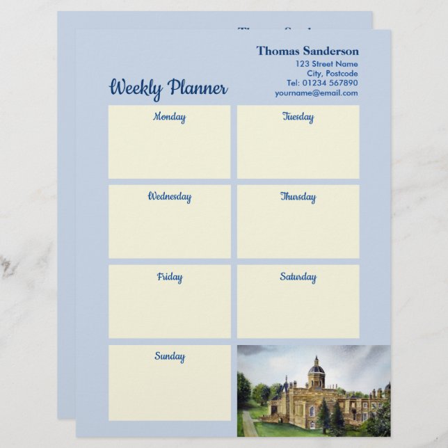 Membrete Planner Castle Howard Yorkshire Inglaterra (Anverso / Reverso)