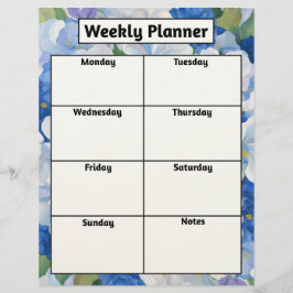 Membrete Planner semanal de sombras de flores azules