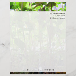 Membrete Plantas verdes florales Dirección del Personalizad