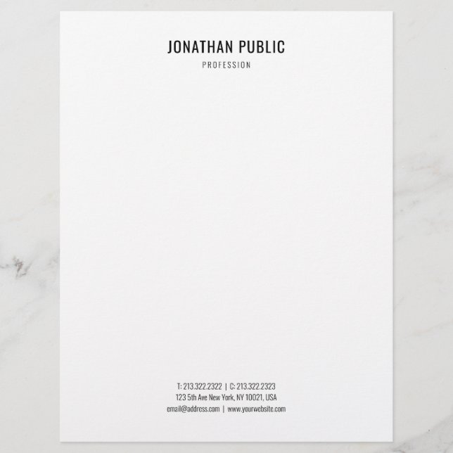 Membrete Plantilla blanca negra elegante minimalista (Anverso)
