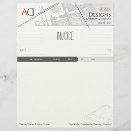 Membrete Plantilla de factura de arquitecto con diseño de p