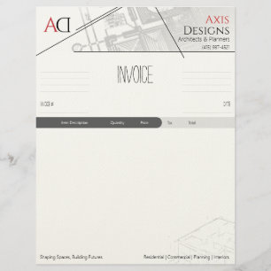 Membrete Plantilla de factura de arquitecto con diseño de p