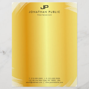 Membrete Plantilla de oro de monograma elegante profesional