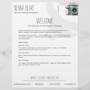 Membrete Plantilla de paquete de bienvenida para fotógrafo