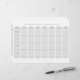 Membrete Plantilla de plan de comidas semanales saludables 