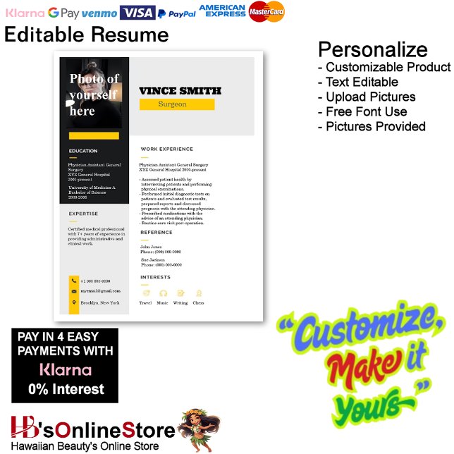 Membrete Plantilla de reanudación de personalizable con fot (Customizable Resume Template with Photo Letterhead 15.
)