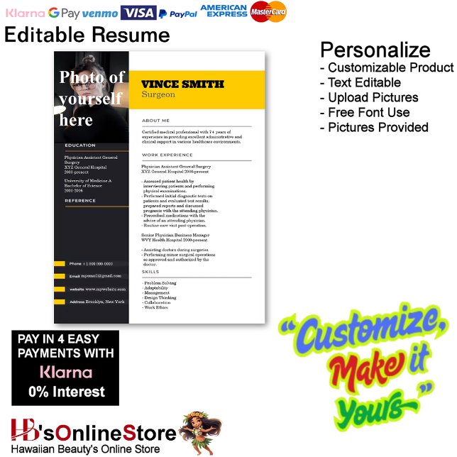 Membrete Plantilla de reanudación de personalizable con fot (Customizable Resume Template with Photo Letterhead 14.)