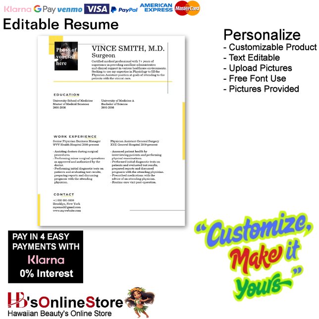 Membrete Plantilla de reanudación de personalizable con fot (Customizable Resume Template with Photo Letterhead 11.)