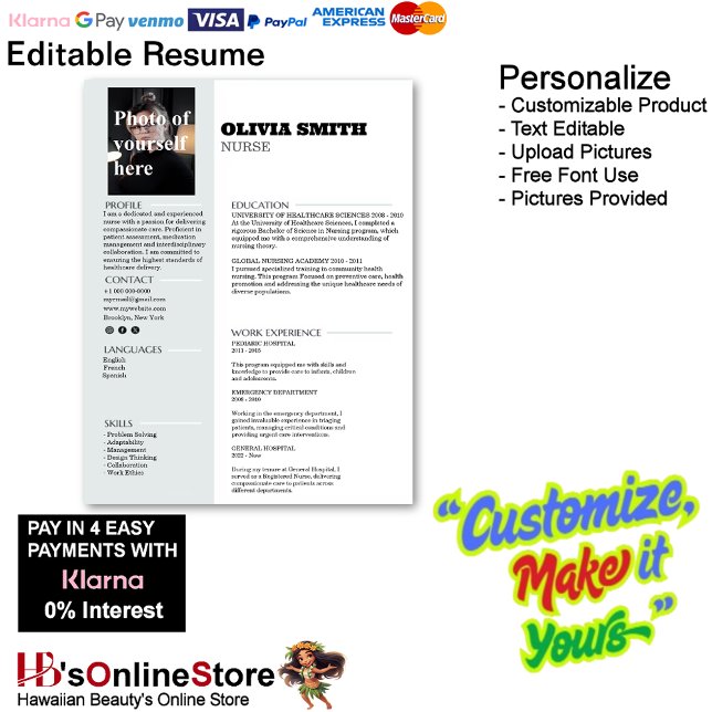 Membrete Plantilla de reanudación de personalizable con fot (Customizable Resume Template with Photo Letterhead 17.)