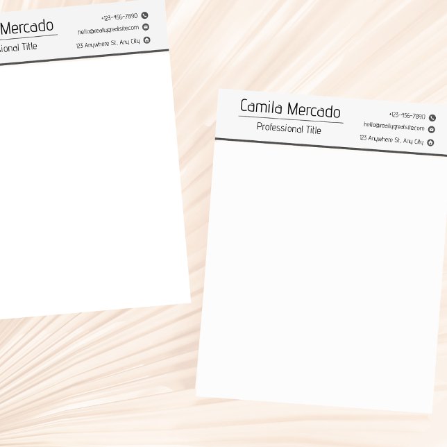 Membrete Plantilla ejecutiva blanca y gris simple (Subido por el creador)