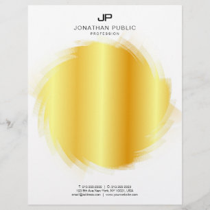 Membrete Plantilla Faux Gold Elegant Glamour Monograma