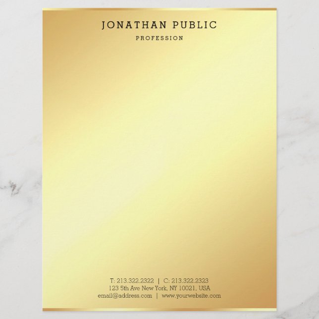 Membrete Plantilla profesional moderna y elegante Gold (Anverso)