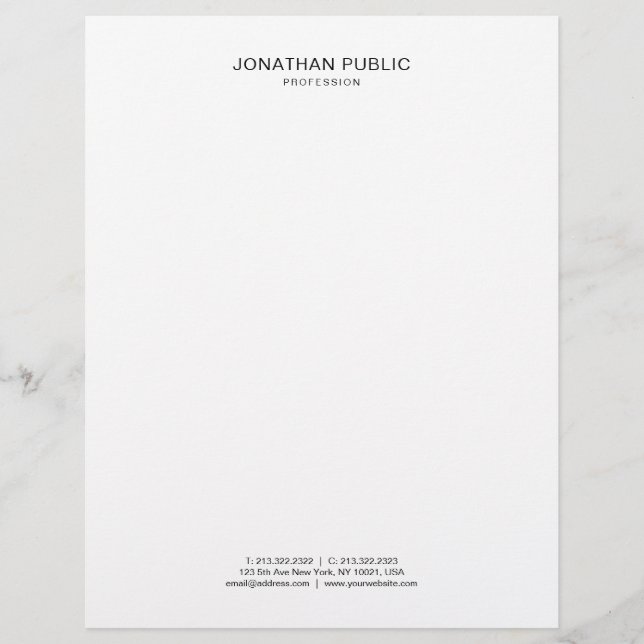 Membrete Plantilla simple blanco y negro elegante moderna (Anverso)