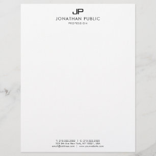 Membrete Plantilla simple del monograma blanco y negro