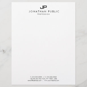 Membrete Plantilla simple monogramada en blanco negro elega