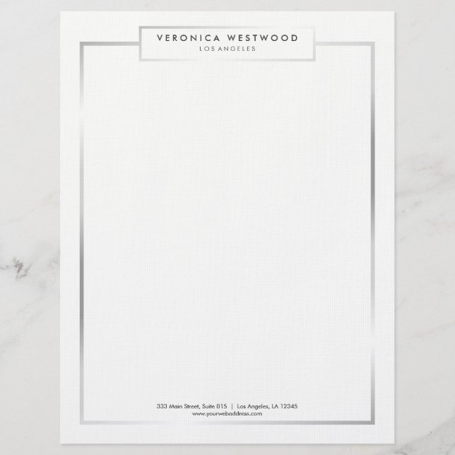 Membrete Plata elegante moderna enmarcada (Anverso)