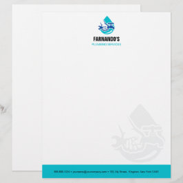 Membrete Plumbing Service Water Drop Logo Plumber Business