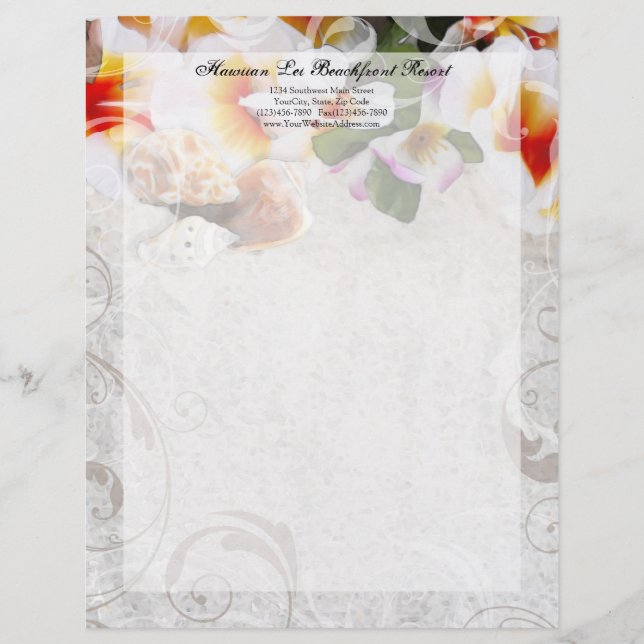 Membrete Plumeria Orchid Lei / Sand Beach Letterhead (Anverso)