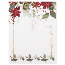 Poinsettia Holly Navidades Letterhead