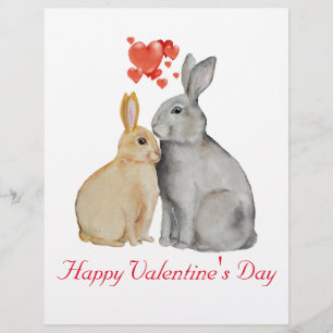 Membrete Postal de conejo corto el día de San Valentín