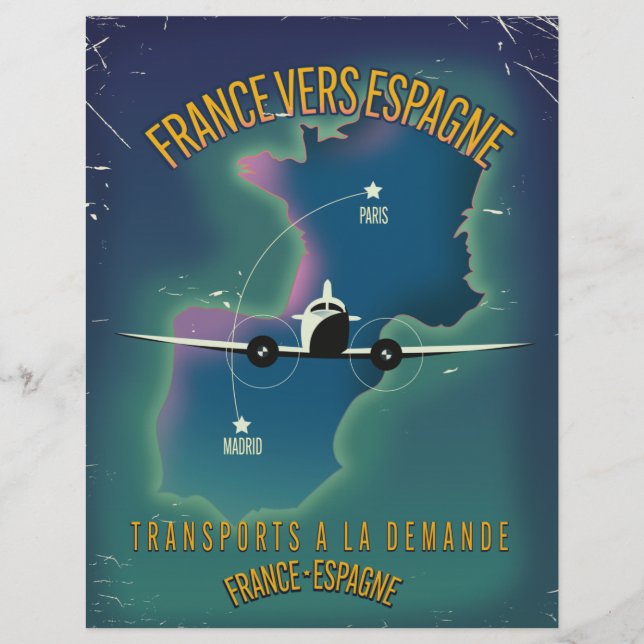 Membrete Poster de vacaciones de Francia a España (Anverso)