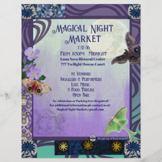 Membrete Póster del Evento del Mercado Mágico Nocturno