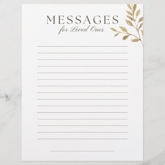 Membrete Pre Planning Letter to Loved Ones (Anverso)