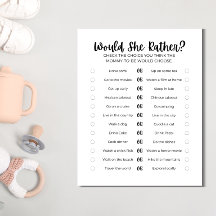 Printable Baby Shower Game: Would She Rather? 
