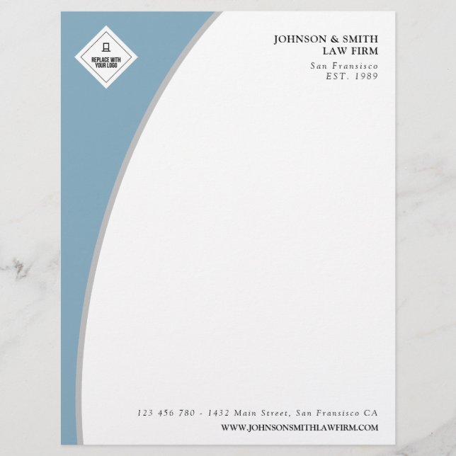 Membrete Profesional Azul y Gris Añade tu logotipo (Anverso)
