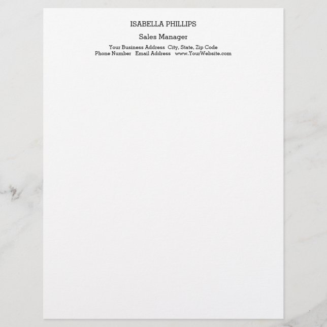 Membrete Profesional blanco negro Minimalista creativo (Anverso)