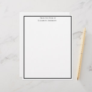 Membrete Profesional blanco negro simple personalizado