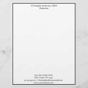 Membrete Profesional empresarial minimalista blanco y negro